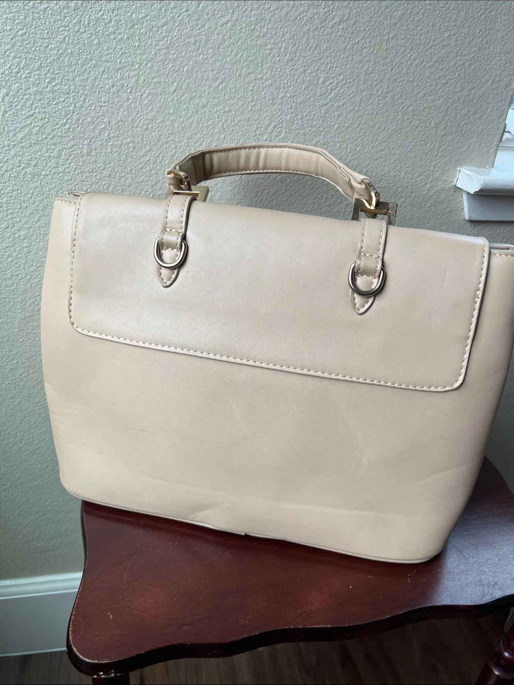 Prada Beige Leather Satchel with Gold Hardware
